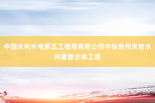 中国水利水电第五工程局有限公司中标贵州夹岩水利重要主体工程